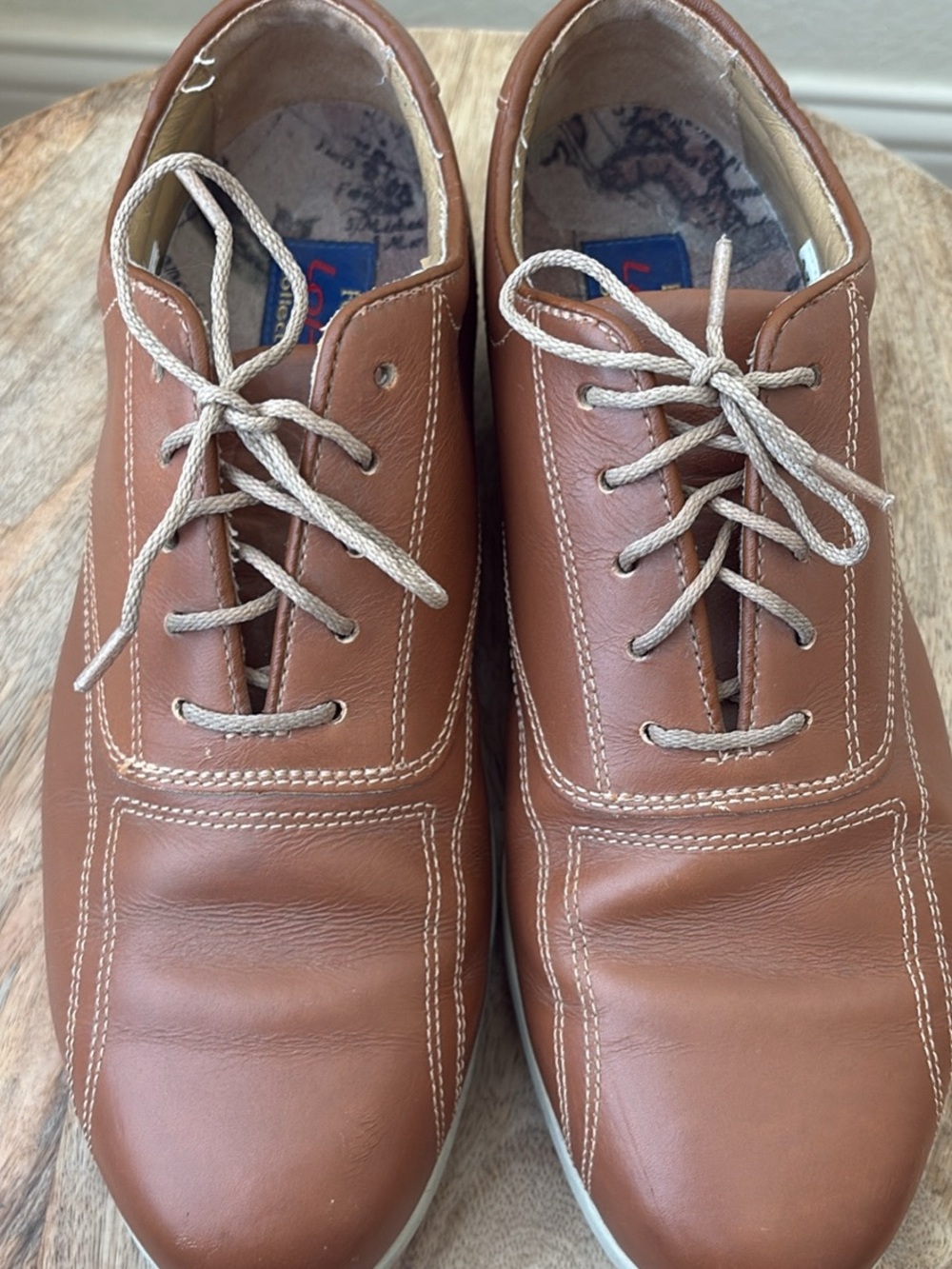 Men's Brown Leather Golf Lace-Up Shoes